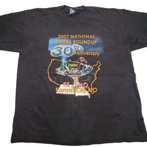 National Bikers Round Up 2007 Kansas City Missouri Motorcycle T-Shirt Size XL